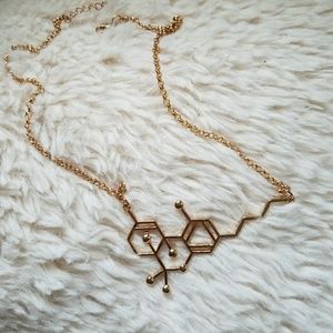 Gold Necklace with Molecular THC Design